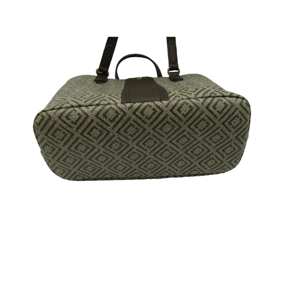 LC Monogram Canvas Tote Bag | Brown & Tan Structured Handbag